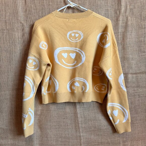 O-19 Debut Smiley Face Sweater, Size Small - Picture 2 of 4
